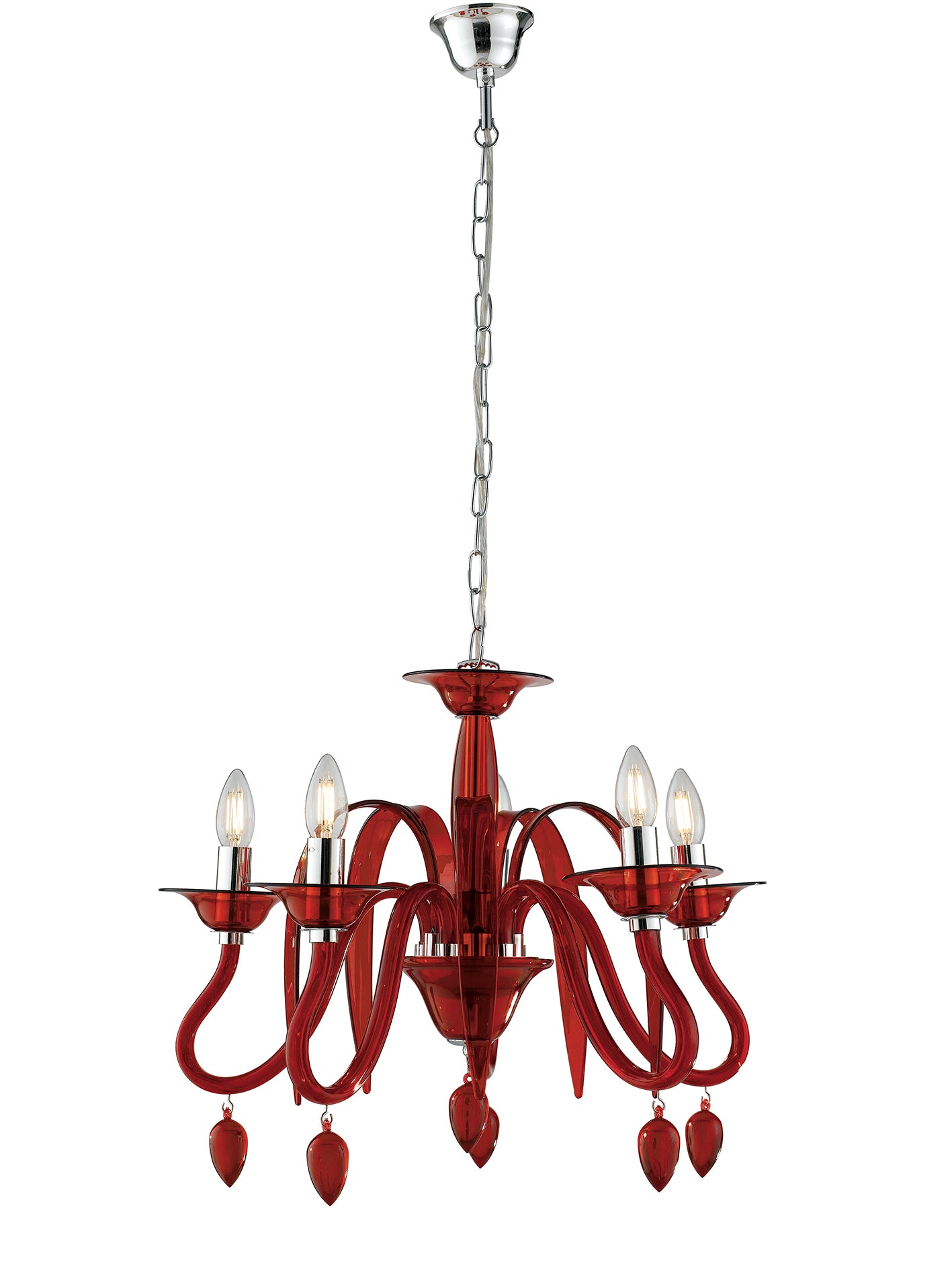 Lampadario Estefan Rosso 5Xe14 53X45.5Cm