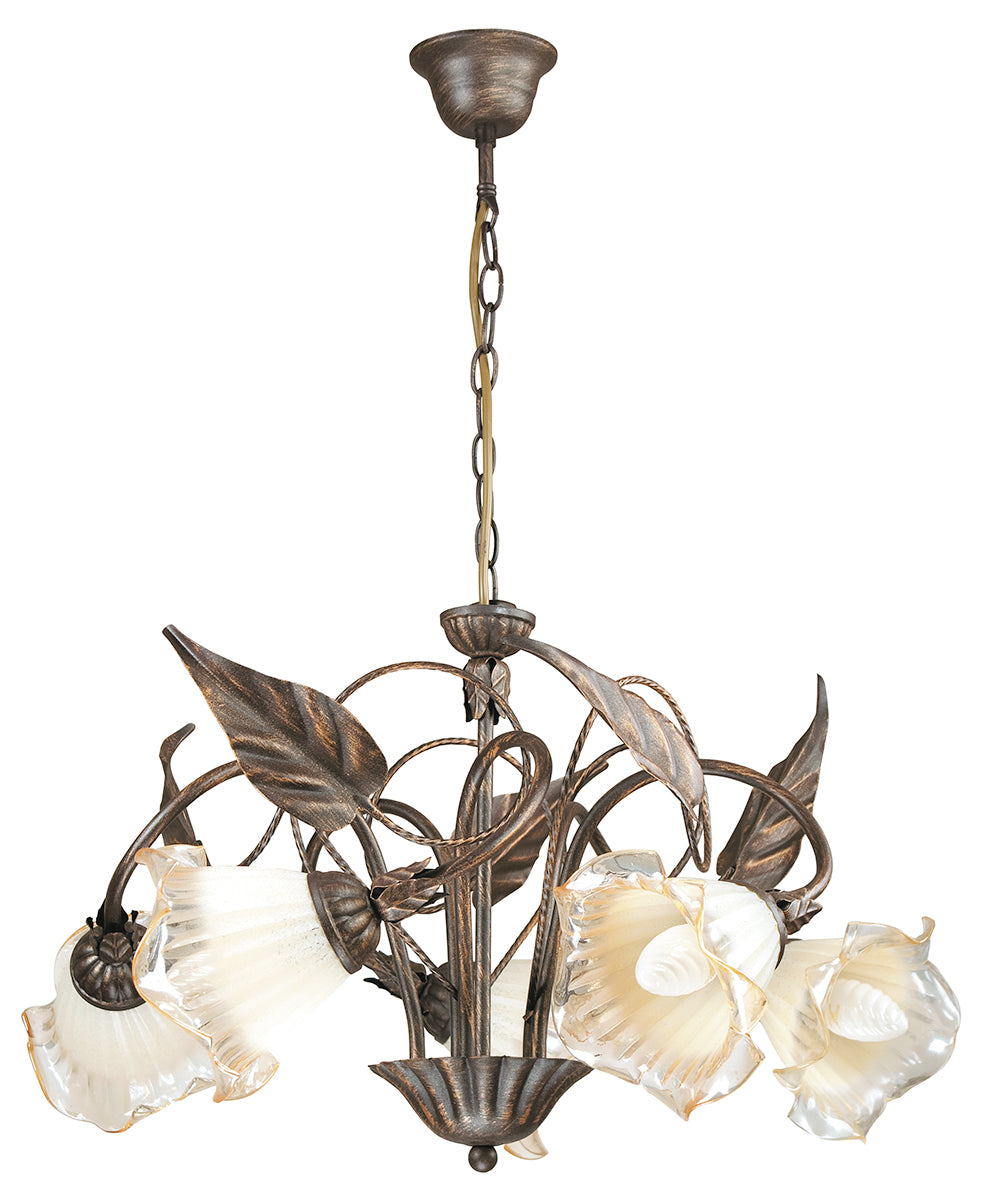 lampadario autunno marrone 5xe14 62x40cm